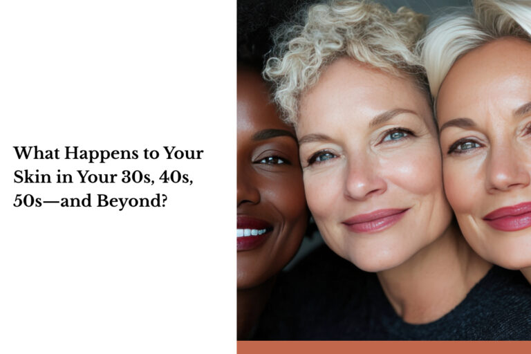 Portrait of three women with healthy, glowing skin, representing confidence, beauty, and individuality at different stages of life.